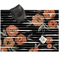 Square Area Carpet With Orange Flower Patterns Black Background And Decorative Design 3d model