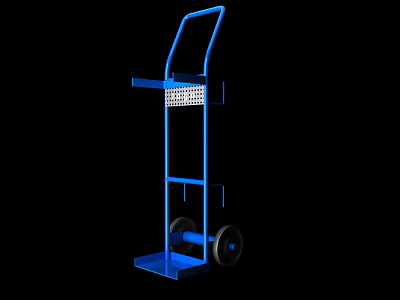 Durable Blue Industrial Hand Truck With Wheels Handle And Layered Structure 3d model