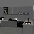 Modern Gray Kitchen Interior Design With Integrated Cabinets Countertop And Appliances