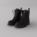 Black Leather Lace Up Boots With Thick Sole And Modern Design
