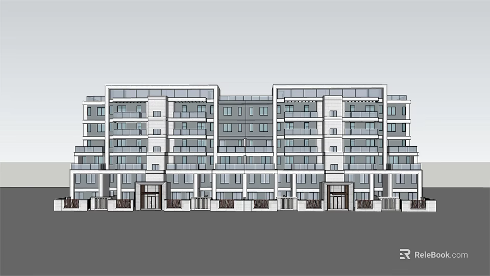 Modern Residential Building Exterior Design With Multiple Floors And Glass Windows 3d model 