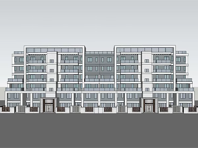 Modern Residential Building Exterior Design With Multiple Floors And Glass Windows 3d model