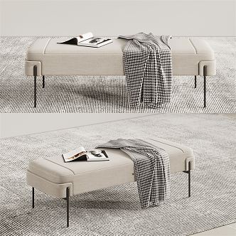 Modern Bed End Stool Chaise 3d model