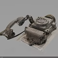 Rusty Old Electronic Telephone With Handset And Dial Placed On Paper