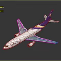 Space Vehicle Model Featuring White Body Purple Tail And Colorful Stripes