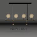 Medieval Droplight Design Featuring Spherical Bulbs And Metal Frame Details 3d model