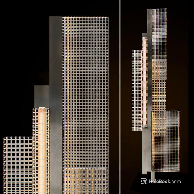 Modern Wall Lamp With Grid Design Metal Frame And Soft Lighting Interior Decoration 3d model