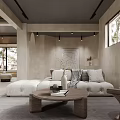 Modern Basement Interior With Cozy Sofa Bar Counter Wooden Shelves And Warm Lighting