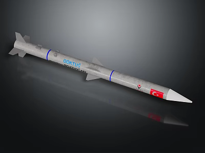 ORTUS Missile Design Featuring Blue Stripes And Red Emblem On Gray Body 3d model