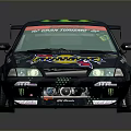 Monster Energy Modified Race Car With Black Body And Green Wheels