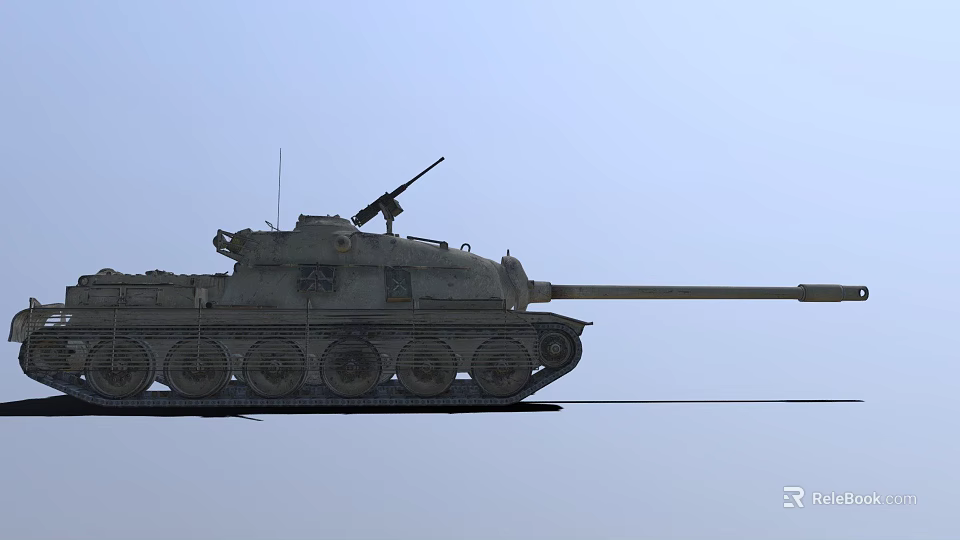 Military Vehicle Tank Featuring Long Cannon Turret And Heavy Tracks Design 3d model 