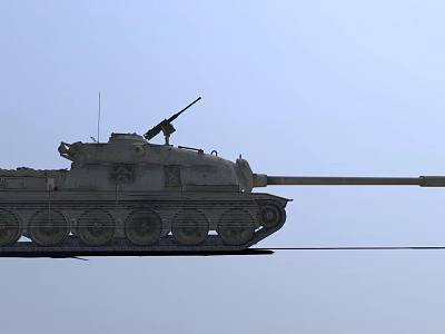 Military Vehicle Tank Featuring Long Cannon Turret And Heavy Tracks Design 3d model