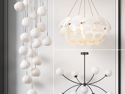 Modern White Chandelier Designs with Various Shapes for Home Interior Decoration 3d model