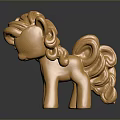 Golden Pony Figurine with Shiny Metallic Surface Detailed Mane and Tail Decorative Ornament