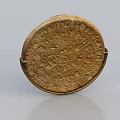 Handcrafted Stone And Wood Carved Round Decorative Artifact With Intricate Patterns