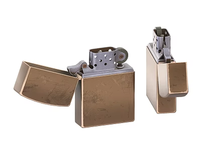Classic Metallic Lighters in Open and Closed States for Daily Necessities Use 3d model