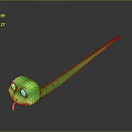 Cartoon Green Snake Character With Holes Body Big Eyes And Red Tongue