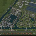 Aerial View Urban Planning With Waterfront Green Spaces And Solar Panel Zones