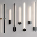 Elegant Modern Long Strip Wall Lamps With Black White Circular Square Bases For Interior Decor