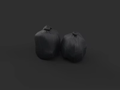 Two Durable Black Trash Bags For Home Kitchen Waste Disposal 3d model