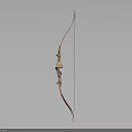 Brown Wooden Bow With Black String And Simple Design On Gray Background 3d model