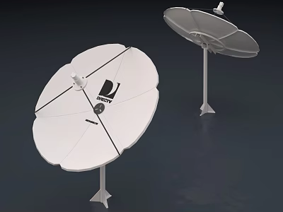 Commercial Satellite Dishes White Antenna Equipment With Stable Stands For Business Use 3d model