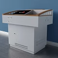 Modern Functional Desk With White Body Wooden Top Drawers Cabinets And Ventilation Grilles