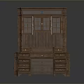 Traditional Wooden Writing Desk With Hutch Glass Door Cabinets And Drawers Design