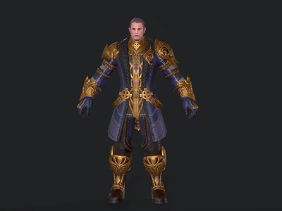 Exquisite Decorative Ornament Set Showcasing Intricate Armored Figurine With Gold Blue Embellishments And Fine Craftsmanship 3d model