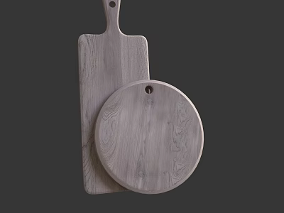 Wooden Cutting Boards With Rectangular And Round Shapes And Natural Wood Grain 3d model