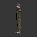 Game and Movie Character Wearing Military Camouflage Uniform With Cap And Mask And Arms Outstretched