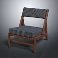 Minimalist Leisure Chair With Wooden Frame And Striped Fabric Backrest Seat Cushion