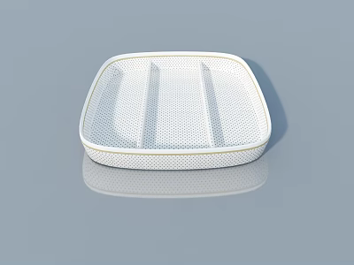 White Flush Door With Grid Pattern And Gold Trim On Smooth Gray Background 3d model