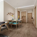 Modern Dining and Living Room Interior With Sofa Dining Table Chairs And Chandelier