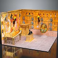 Egyptian Style Interior With Golden Decorations Murals Cat Statue And Wall Patterns 3d model