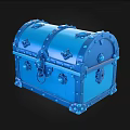 Blue Metallic Treasure Chest With Decorative Rivets And Lock Details