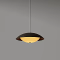 Modern Black Shade Pendant Light With Yellow Light Source Hanging On Gray Background 3d model