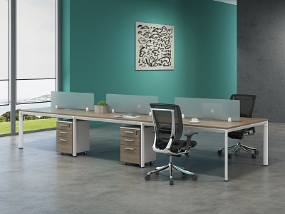 Open office area desk station staff office with bed station financial office staff office 3d model