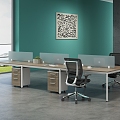 Open office area desk station staff office with bed station financial office office staff office 3d model