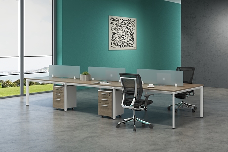 Open office area desk station staff office with bed station financial office staff office 3d model