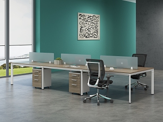 Open office area desk station staff office with bed station financial office staff office 3d model