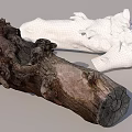 Real Wood Log And White Stone Mesh Model Showcasing Natural Texture And Structure 3d model
