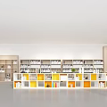 Modern White and Yellow Bookshelf With Multiple Compartments Books and Plants