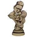 Golden Couple Bust Sculpture With Intimate Pose And Decorative Base