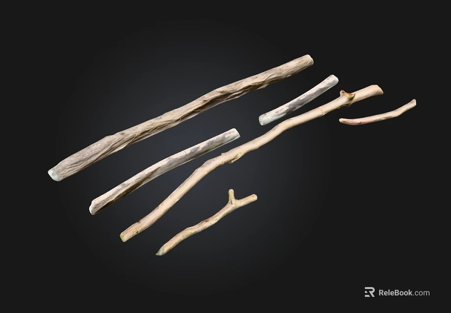 Natural Stone And Wood Branches In Various Shapes For Home Decoration 3d model 
