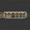 Ancient Architectural Model Historic Design With Multiple Arches And Stone Courtyard 3d model