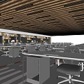 School Spacious Learning Area With Rows Of Desks Chairs Bookshelves And Windows
