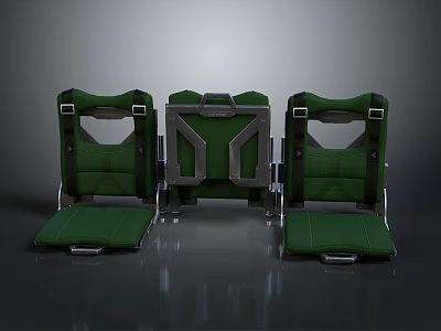Green Upholstered Seats With Sturdy Metal Frame For Modern Furniture Design 3d model
