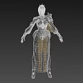 Game And Movie Character With White Gold Fitted Outfit And Armored Design Details