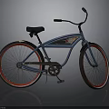 Stylish Blue Bicycle With Red Rim Wheels Black Seat And Handlebars